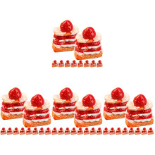 48Pièces Mini Dessert Factice Résine Rouge Décor Mini Maison