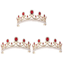 3Pièces Tiaras Baroques Dorées Pour Cérémonie
