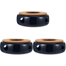 3Pièces Support Chauffe-Théière Céramique Bleu Office