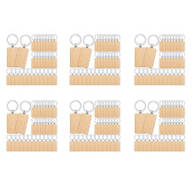 300 Pieces Blank Wooden Key Tag Key Engraving Blanks Unfinished Wood Keychain Key Ring Key Tags for DIY Crafts,Rectangle