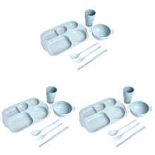 18Pièces Ensemble Table Enfant Bleu En De Blé Écologique Résistant