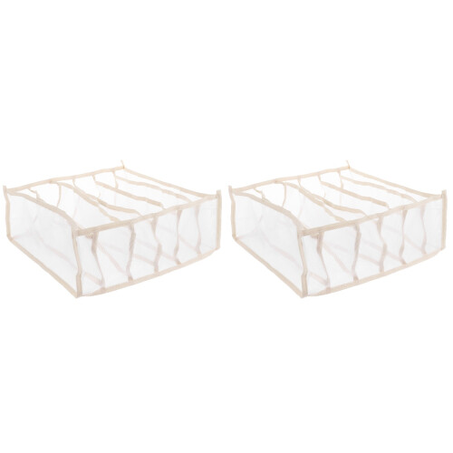 2Pièces Range Sous-Vêtements Beige Compact Grilles Multiples
