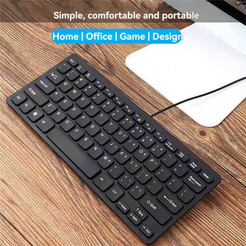Compact Wired Keyboard USB - Ultra-Thin Keyboard for PC  Gaming Keyboard Black 1