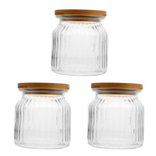 3Pièces Boîtes Stockage Verre Transparent Élégant