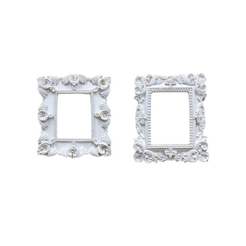 5Pcs  Frames -White Small Vintage Flower Oval Rectangle Baroque Frames Table Top Frame for Holiday Partys Decor 1