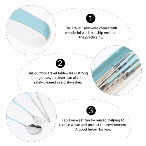 3Ensembles Ensemble Spatules Baguettes Acier Avec Étui