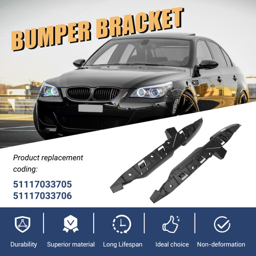 Pair Front Left Right Bumper Guide Support Bracket 51117033705 51117033706 For- E60 E61 525I 528I 530I 545I 2