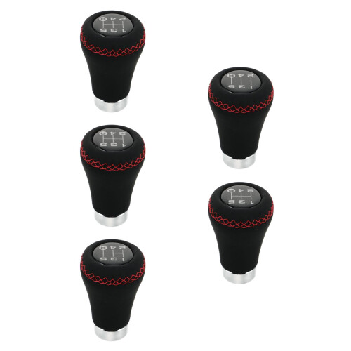 5Pièces Levier Changement Vitesse Aluminium Cuir Pour Auto 1
