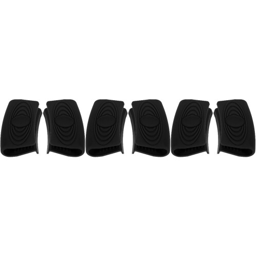 6Pièces Protections Poignées Silicone Noir Résistantes Pour Poêles 2