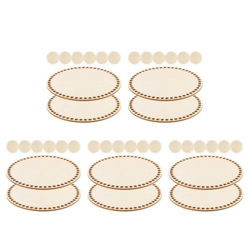 40Pièces Base Bois Beige Pour Panier Sac Crocheté DIY Polyvalent 2