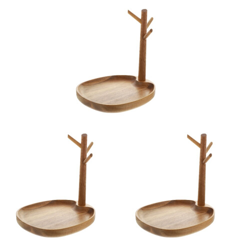 3Pièces Organiseur Bois Clair Décorations Bijoux 1