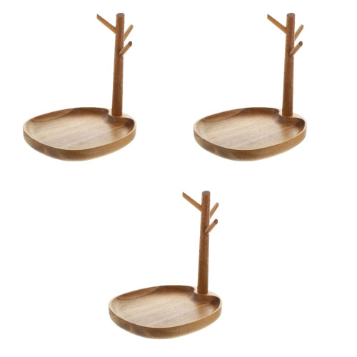 3Pièces Organiseur Bois Clair Décorations Bijoux 2