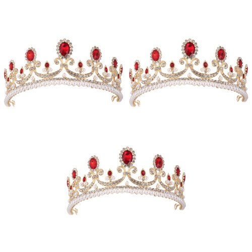 3Pièces Tiaras Baroques Dorées Pour Cérémonie 1