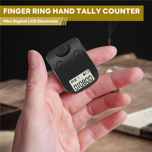 Digital LCD Electronic Finger Ring Hand Tally Counter 6 Digit Rechargeable Counters Clicker-Black 1