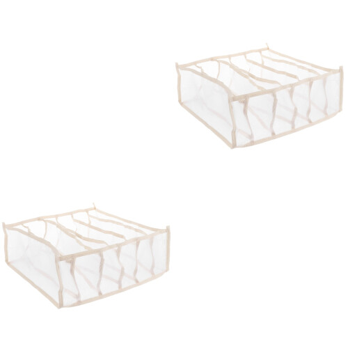 2Pièces Range Sous-Vêtements Beige Compact Grilles Multiples 2
