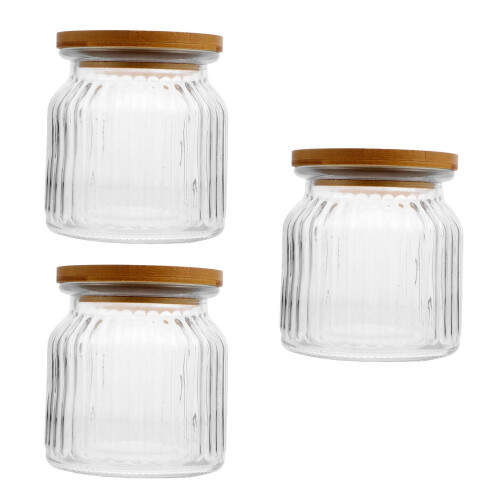 3Pièces Boîtes Stockage Verre Transparent Élégant 1