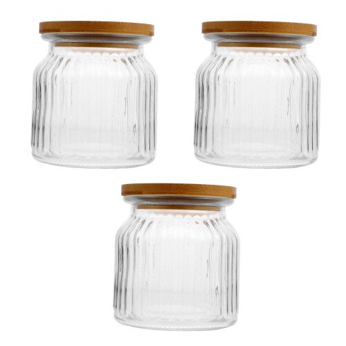 3Pièces Boîtes Stockage Verre Transparent Élégant 2