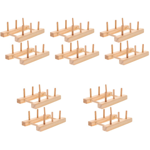 10Pièces Rangement Fil Couture Bois Khaki, Support Durable 1