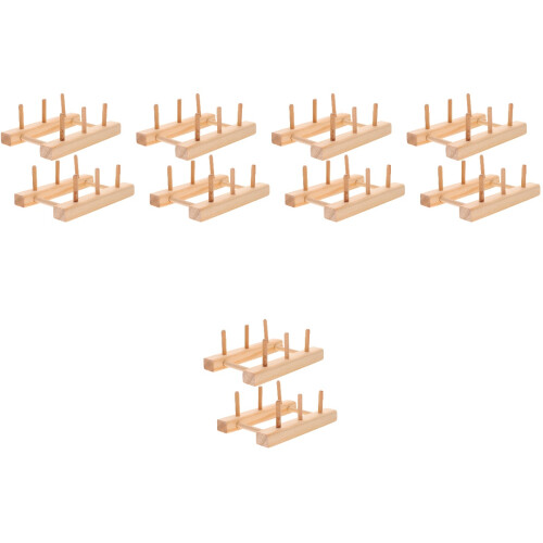 10Pièces Rangement Fil Couture Bois Khaki, Support Durable 2