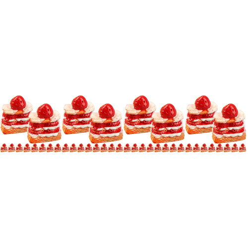 48Pièces Mini Dessert Factice Résine Rouge Décor Mini Maison 2