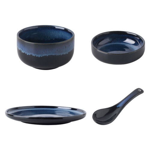 2Ensembles Ensemble Table Céramique Bleu Couverts 1