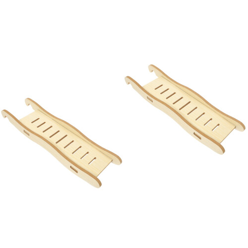 2Pièces Échelle En Bois Khaki Pour Hamster Petits Animaux 2