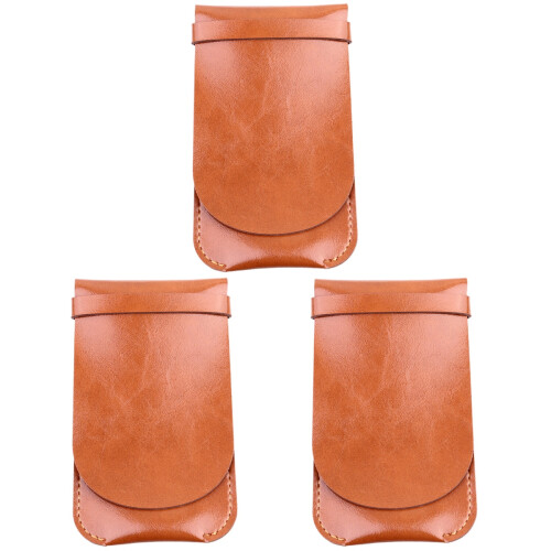 3Pièces Housses Stylo Cuir Marron Pratique Pour Bureau École 1