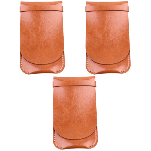 3Pièces Housses Stylo Cuir Marron Pratique Pour Bureau École 2