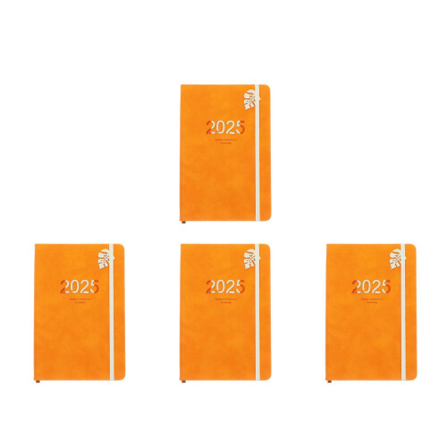 4Pièces Planner Hebdomadaire Orange Portable PU Pratique 2