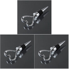 3Pièces Bouchons Vin Réutilisables Zinc Coeur Argent Sous Vide