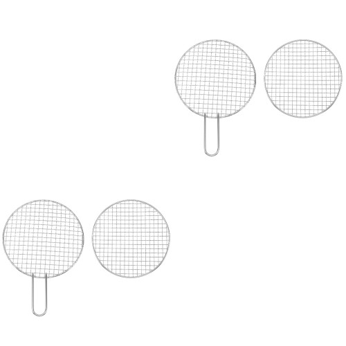4Pièces Filet Grill Barbecue Argenté Acier Usage À 2