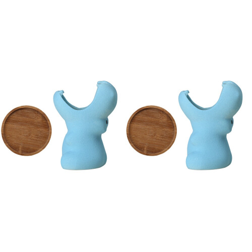 4Pièces Mini Pots Succulentes Céramiques Bleus Pour Salon 1
