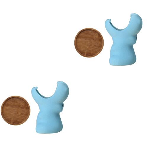 4Pièces Mini Pots Succulentes Céramiques Bleus Pour Salon 2