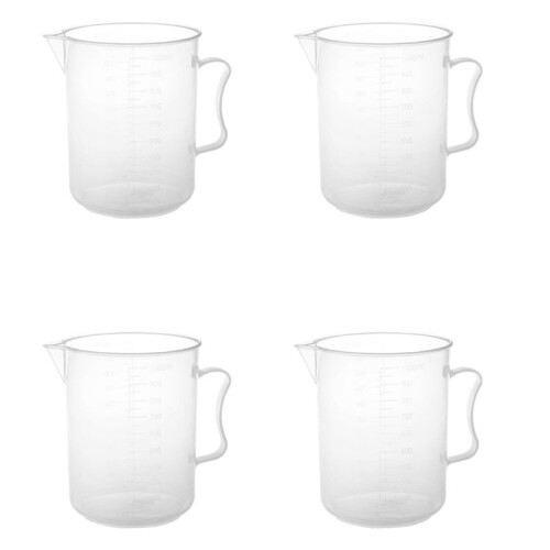 4X 1000ml Transparent Graduated Beaker with Handle
