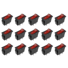 15 Pcs 2 Pin SPST Red Neon Light /Off Rocker AC 16A/250V 20A/125V