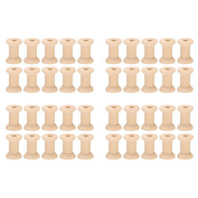 40Pcs Hölzerne Leere Fadenspulen NatÜRliche Farbe 29mm X 23mm