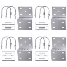 4X Antenna Pole Mount Kits, Antenna Pole Mount Bracket with Double U-Bolts Clamp V Jaw Bracket for Antenna Pole Holder