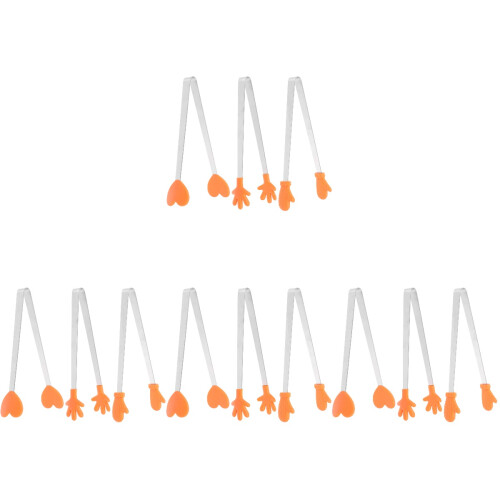12Pièces Pinces Mini Silicone Orange Pour Aliments, Pain