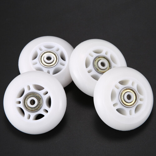 4-Pack Inline-Skate-Hjul Nybörjarbyteshjul med Lager 70 mm Vit 1