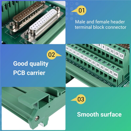 DB25 DIN Rail Mount Interface Module Male/Female Connector Breakout Board 2