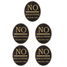 5Pièces Enseignes No Soliciting Noir Avec Lettres Dorées