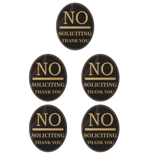 5Pièces Enseignes No Soliciting Noir Avec Lettres Dorées