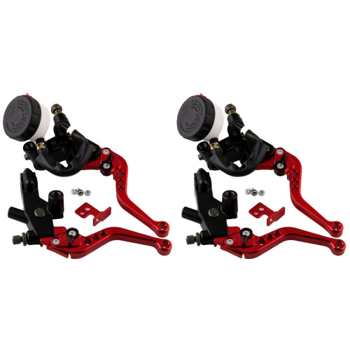 2Paires Levier Ajustable 7/8 Pouce Aluminium Rouge