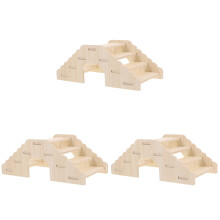 3Pièces Échelle En Bois Naturel Pour Cage D’hamster Khaki
