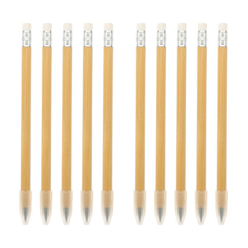 10Pièces Crayons Pratiques Bois Bambou Kaki Pour Usage