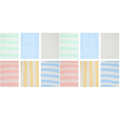 12Pièces Serviettes En Coton Absorbantes Bébé Pour Extérieur
