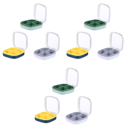 9Pièces Case Pilules 4 Compartiments Étanche Voyage Couleurs Variées 2