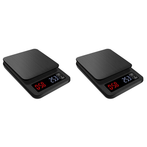 2Pièces Balance Électronique Café Minuteur Noir Multifonction
