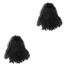 2Pièces Perruques Afro Noires Bouclées Confortables Usage