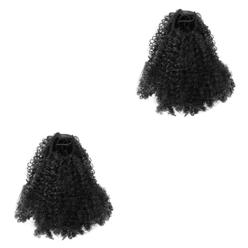 2Pièces Perruques Afro Noires Bouclées Confortables Usage